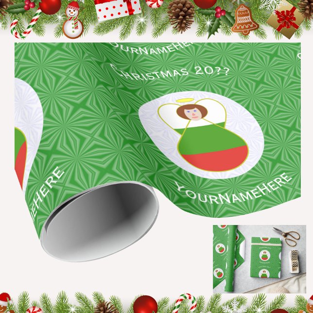 Bulgarian Angel Christmas Flag Personalized  Wrapping Paper (Creator Uploaded)