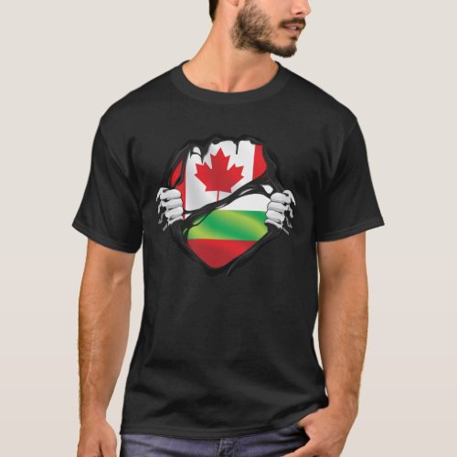 Bulgarian Canadian Hands Ripped Roots Flag T_Shirt