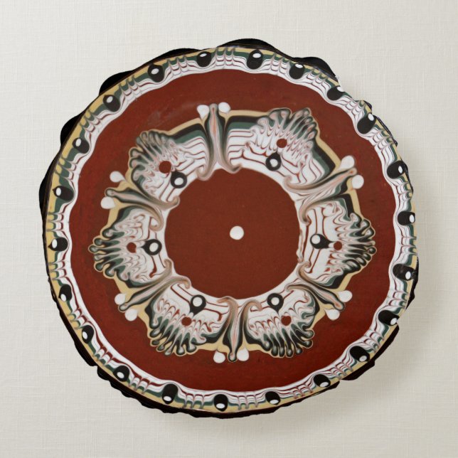 Bulgarian Ceramic Plate Round Pillow (Back)