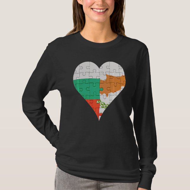 Bulgarian Cypriot Flag Heart T-Shirt (Front)