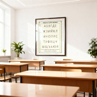 Bulgarian Cyrillic Alphabet Authentic Educational Poster