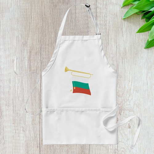 Bulgarian Flag And Bugle Adult Apron