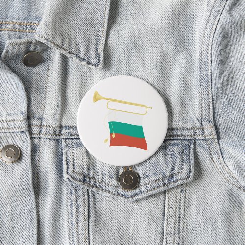 Bulgarian Flag And Bugle Button