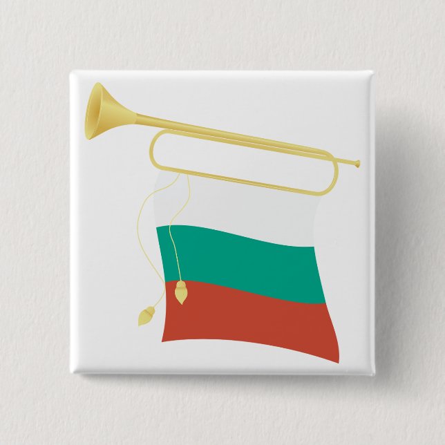 Bulgarian Flag and Bugle Button (Front)