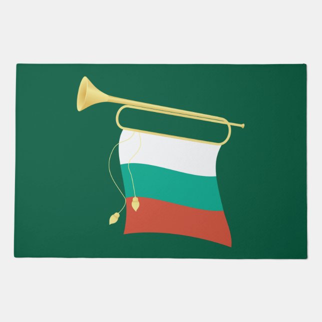 Bulgarian Flag and Bugle Doormat (Front)