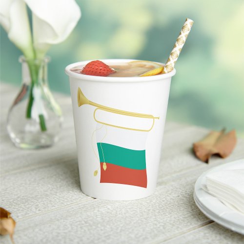 Bulgarian Flag And Bugle Paper Cups