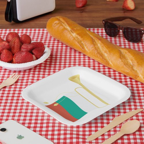 Bulgarian Flag And Bugle Paper Plates