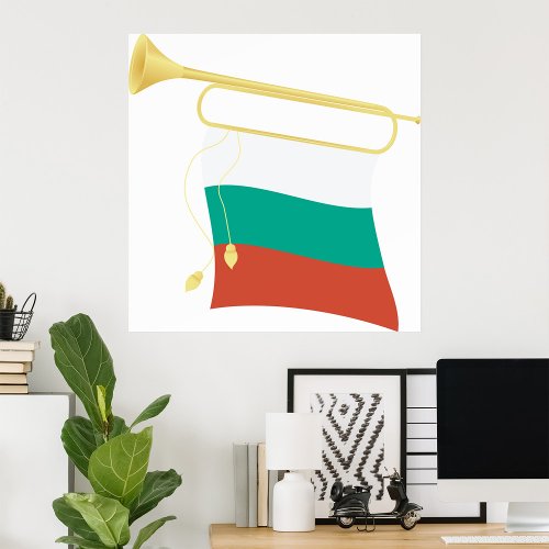 Bulgarian Flag And Bugle Poster