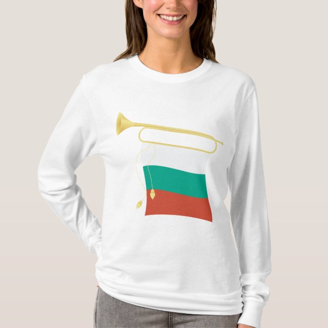 Bulgarian Flag and Bugle T-Shirt (Front)