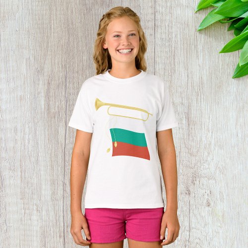 Bulgarian Flag And Bugle T_Shirt