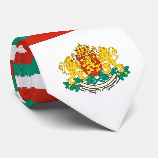 Bulgarian Flag & Coat of Arms, Flag of Bulgaria Neck Tie (Rolled)