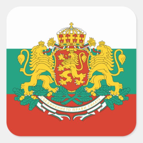 Bulgarian Flag  Coat of Arms Flag of Bulgaria Square Sticker