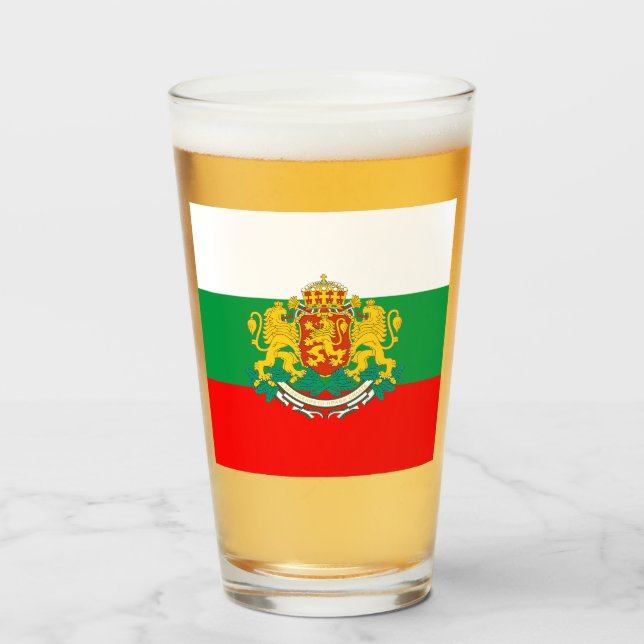 Bulgarian flag+coat of arms  glass (Front Filled)