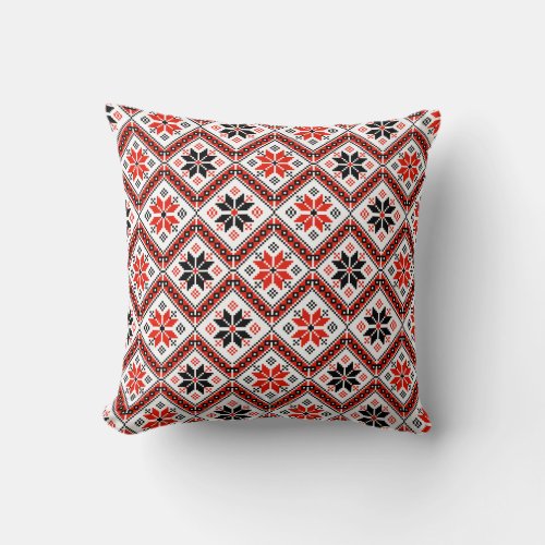 Bulgarian Flower Pattern Throw Pillow