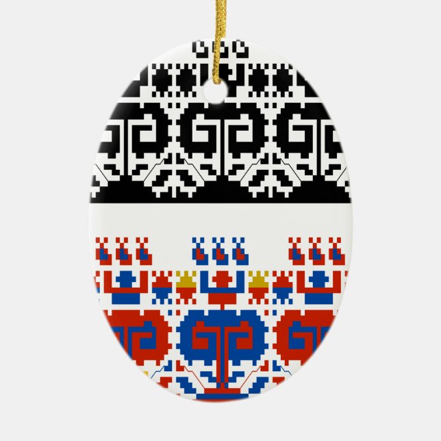 Bulgarian folk art pattern ceramic ornament (Front)