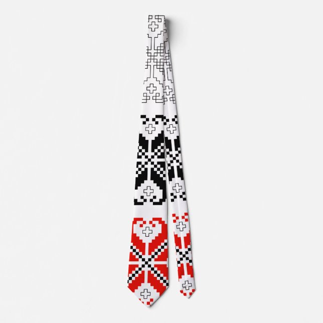 Bulgarian Folk Art Pattern Sporty Men's Neck Tie (Front)