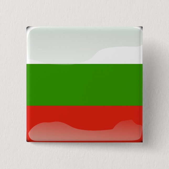 Bulgarian glossy flag pinback button (Front)