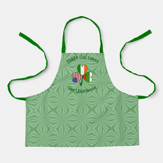 Bulgarian Irish American Flag Shamrock Personalize Apron (Front)