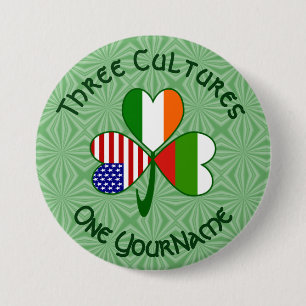 Bulgarian Irish American Flag Shamrock Personalize Button