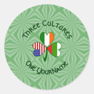 Bulgarian Irish American Shamrock Flag Personalize Classic Round Sticker
