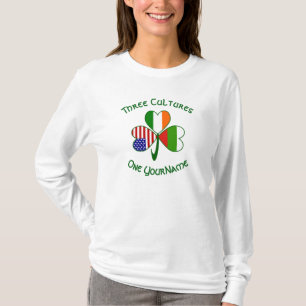 Bulgarian Irish American Shamrock Flag Personalize T-Shirt