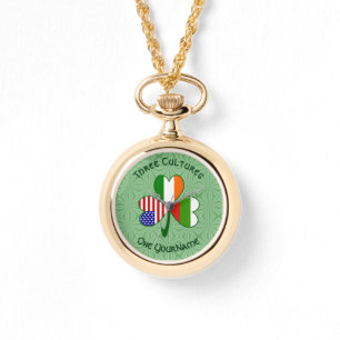 Bulgarian Irish American Shamrock Flag Personalize Watch