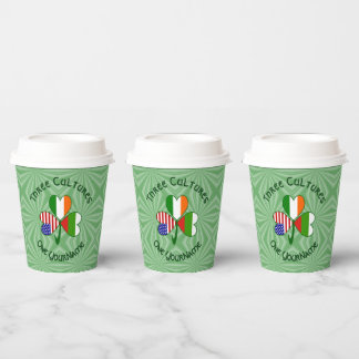 Bulgarian Irish American Shamrock Personalize Text Paper Cups