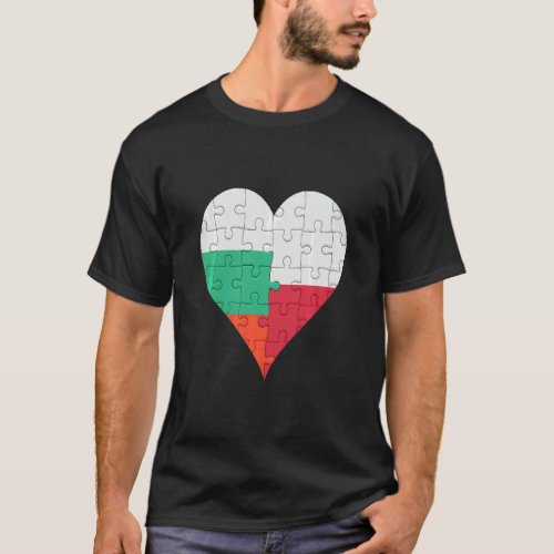 Bulgarian Polish Flag Heart  T_Shirt