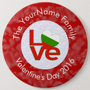 Bulgarian Red LOVE Flag Personalized  Button