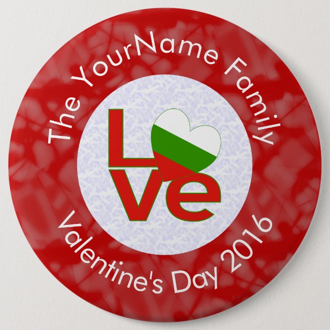 Bulgarian Red LOVE Flag Personalized  Button (Front)