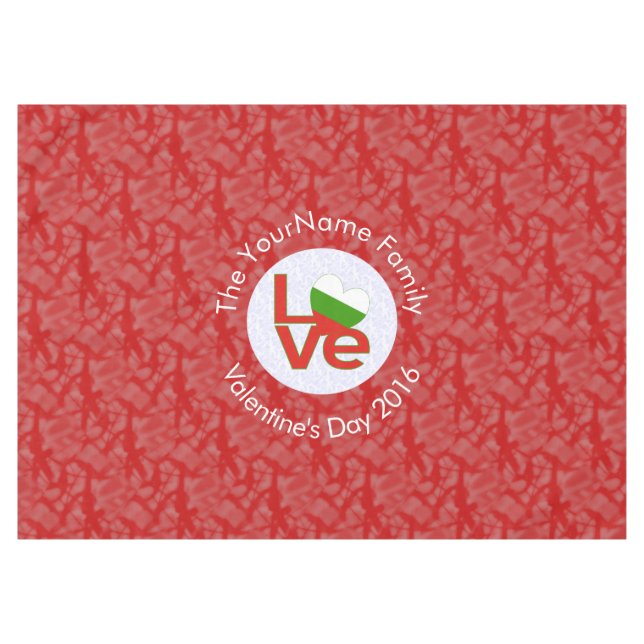 Bulgarian Red LOVE Flag Personalized  Tablecloth (Front (Horizontal))