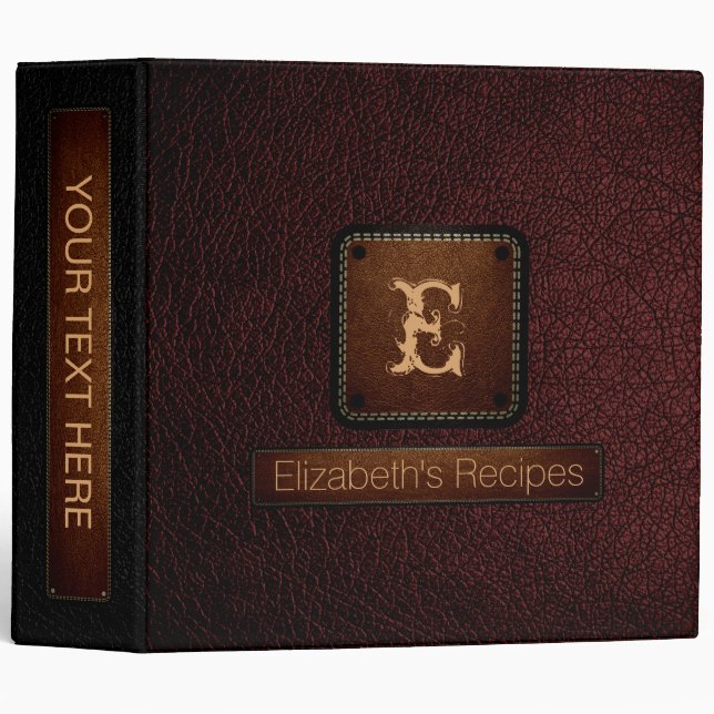 Bulgarian Rose Leather Elegant Monogram Binder (Front/Spine)