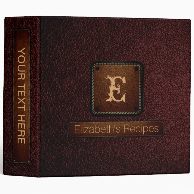 Bulgarian Rose Leather Elegant Monogram Binder (Front/Spine)
