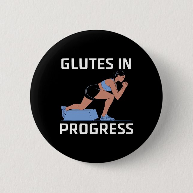 Bulgarian Squat Exercise Bodybuilding Fitness Work Button (Front)