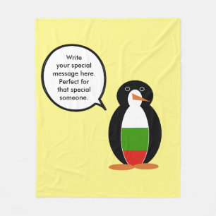 Bulgarian Talking Ms. Penguin Personalized  Fleece Blanket