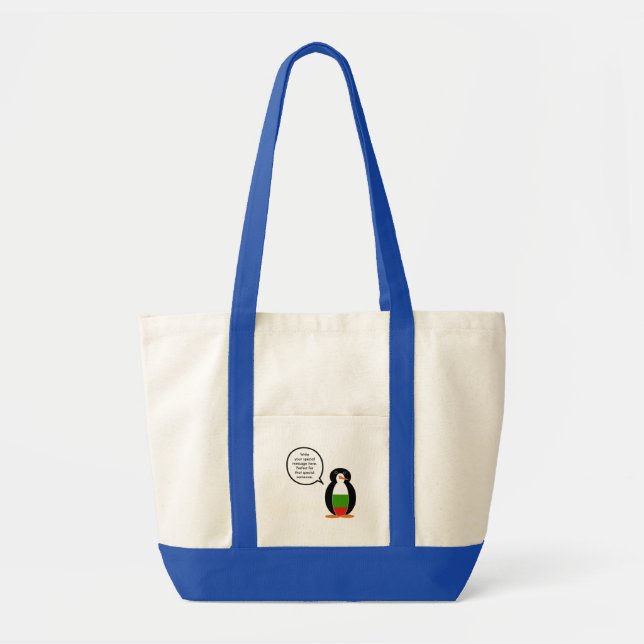 Bulgarian Talking Ms. Penguin Personalized  Tote Bag (Front)