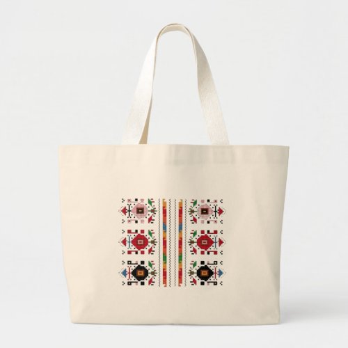 Bulgarian traditional folk motif large tote bag