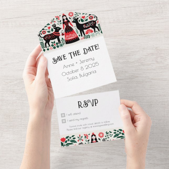 Bulgarian Wedding invitation RSVP (Tearaway)