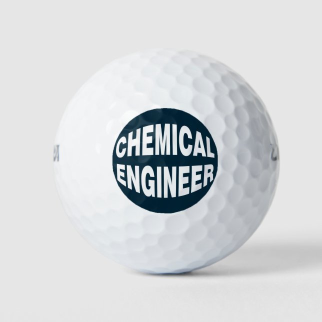 Bulging Black Chemical Engineer Text Golf Balls (Front)