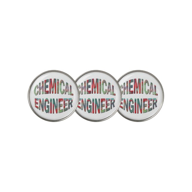 Bulging Chemical Engineer Text Golf Ball Marker (3 Up)