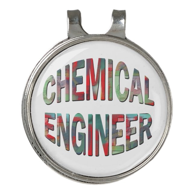 Bulging Chemical Engineer Text Golf Hat Clip (Front)