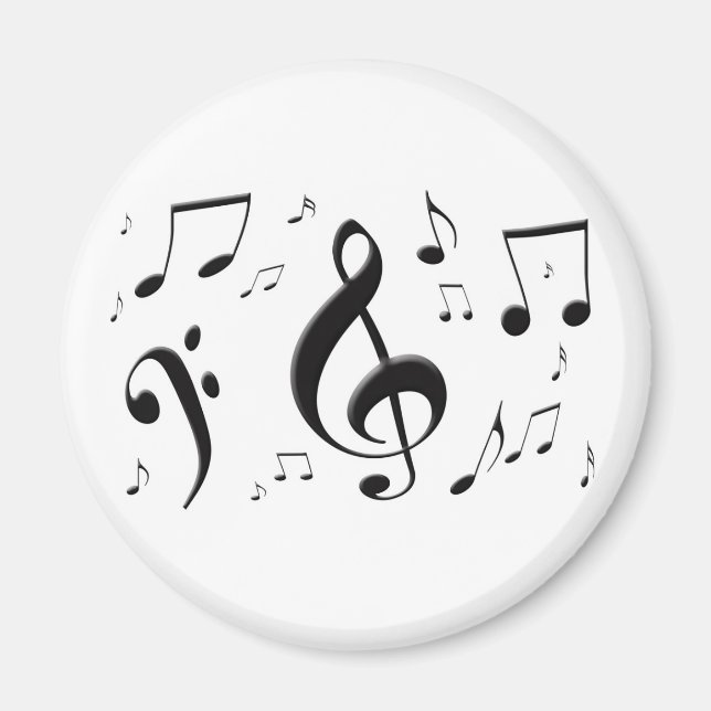 Bulging Music Notes Magnet (Front)
