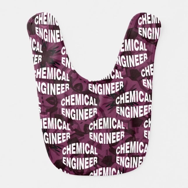 Bulging White Chemical Engineer Text Baby Bib (Front)