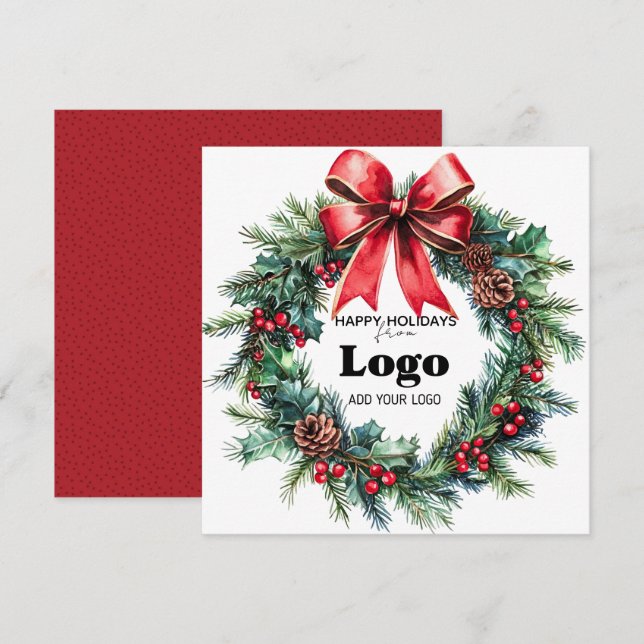 Bulk Custom Logo Happy Holidays Cards for Clients (Front/Back)