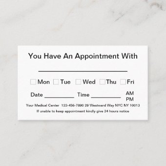 Bulk Office Appointment Reminder Business Cards | Zazzle