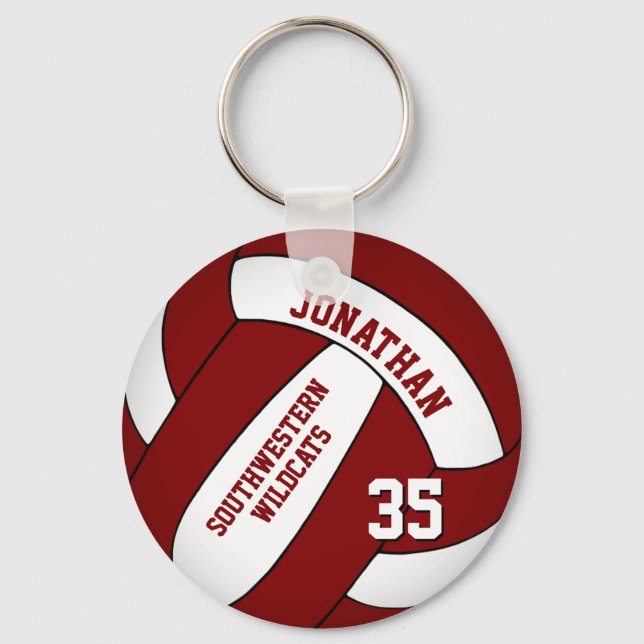 bulk orders or buy only 1 maroon white volleyball keychain (Front)