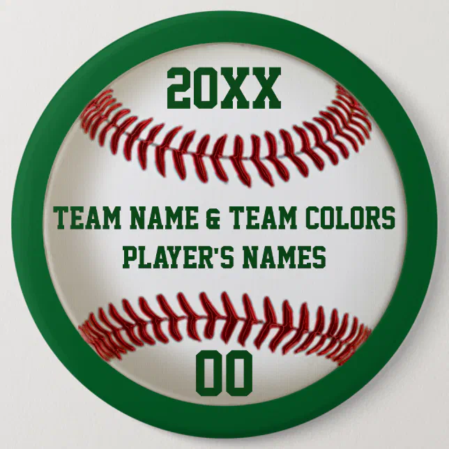 BULK Personalized Baseball Pins, Colors and Text Button Zazzle
