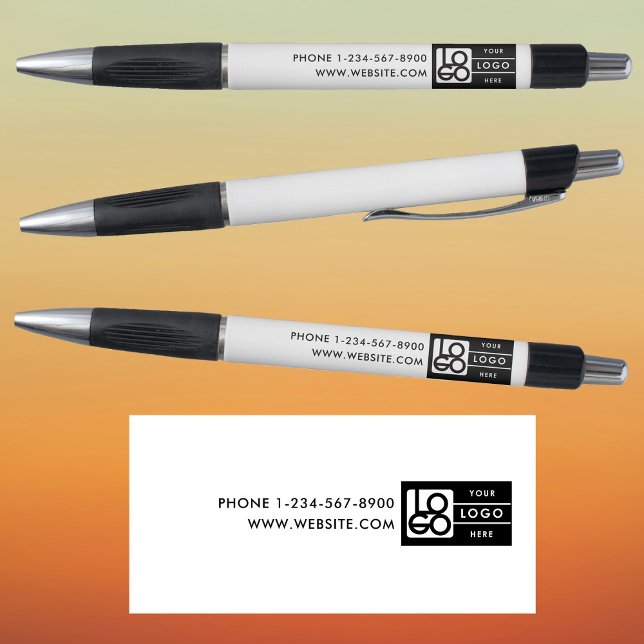 Bulk Simple Business Logo Custom Text Black White Pen (Bulk Simple Business Logo Custom Text Black White Pen)