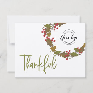 Bulk Thankful leaves business logo thanksgiving  Thank You Card