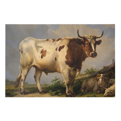 Bull 1847 by Eugene Joseph Verboeckhoven Faux Canvas Print